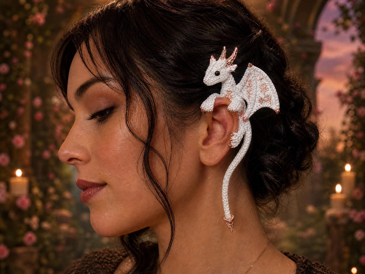 Crochet Dragon Ear Cuff Pattern | Fantasy Amigurumi Jewelry Tutorial (PDF Download)