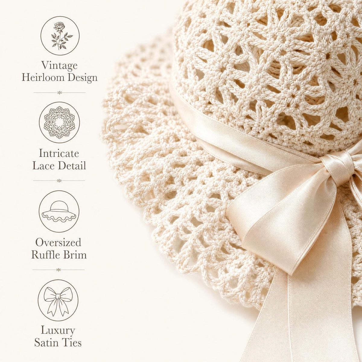 Crochet Heirloom Baby Bonnet Pattern | Romantic Lace Newborn Photography Prop (PDF Download)