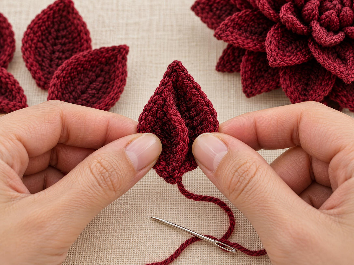 Crochet Dahlia Pattern: Beginner PDF for Layered Flower with Leaf