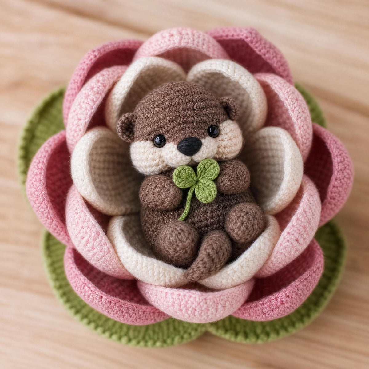 Lucky Lotus Baby Otter Crochet Pattern – Beginner Amigurumi Toy (Digital Download)