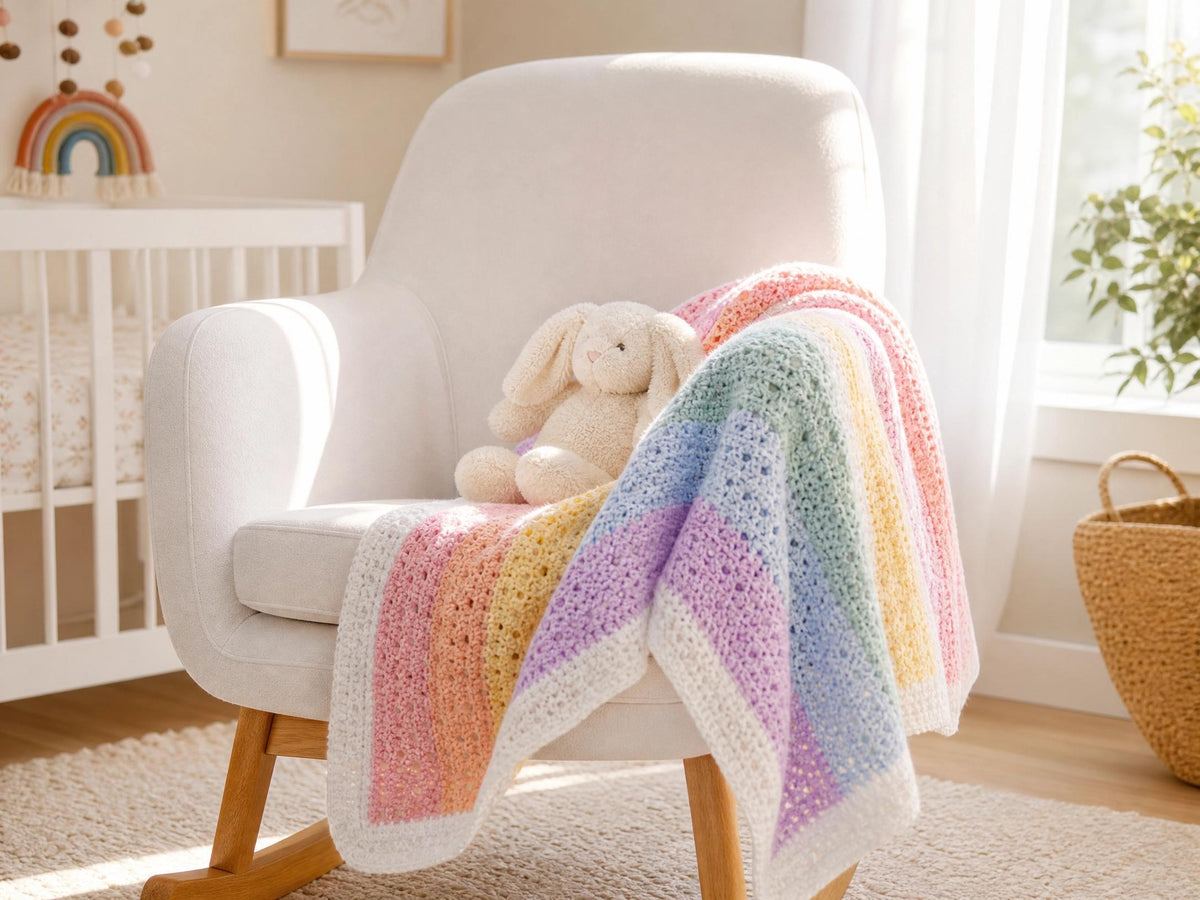 Rainbow Granny Square Baby Blanket Crochet Pattern | Beginner PDF | Scrappy Afghan
