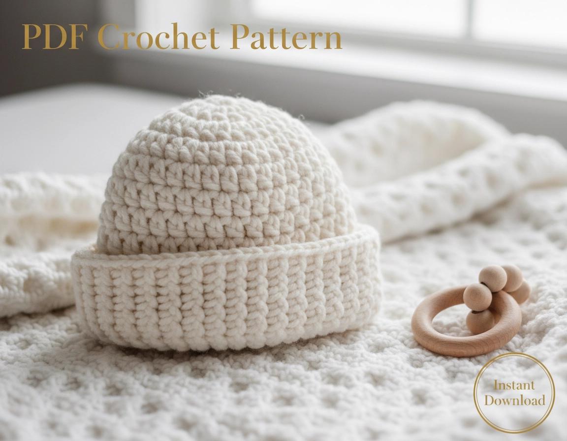 Baby Beanie Crochet Pattern | Moss Stitch Hat, Beginner Friendly (PDF Download)