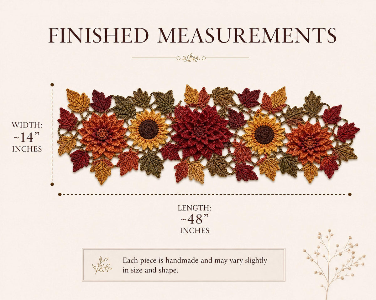 Autumn Harvest Table Runner Crochet Pattern | Beginner Friendly Motif | Fall Decor Thanksgiving Centerpiece