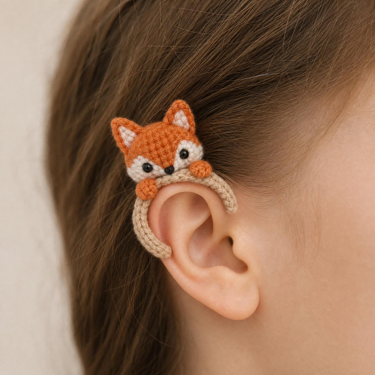 Crochet Fox Ear Cuff Pattern | Tiny Amigurumi Fox, Beginner Friendly (PDF Download)