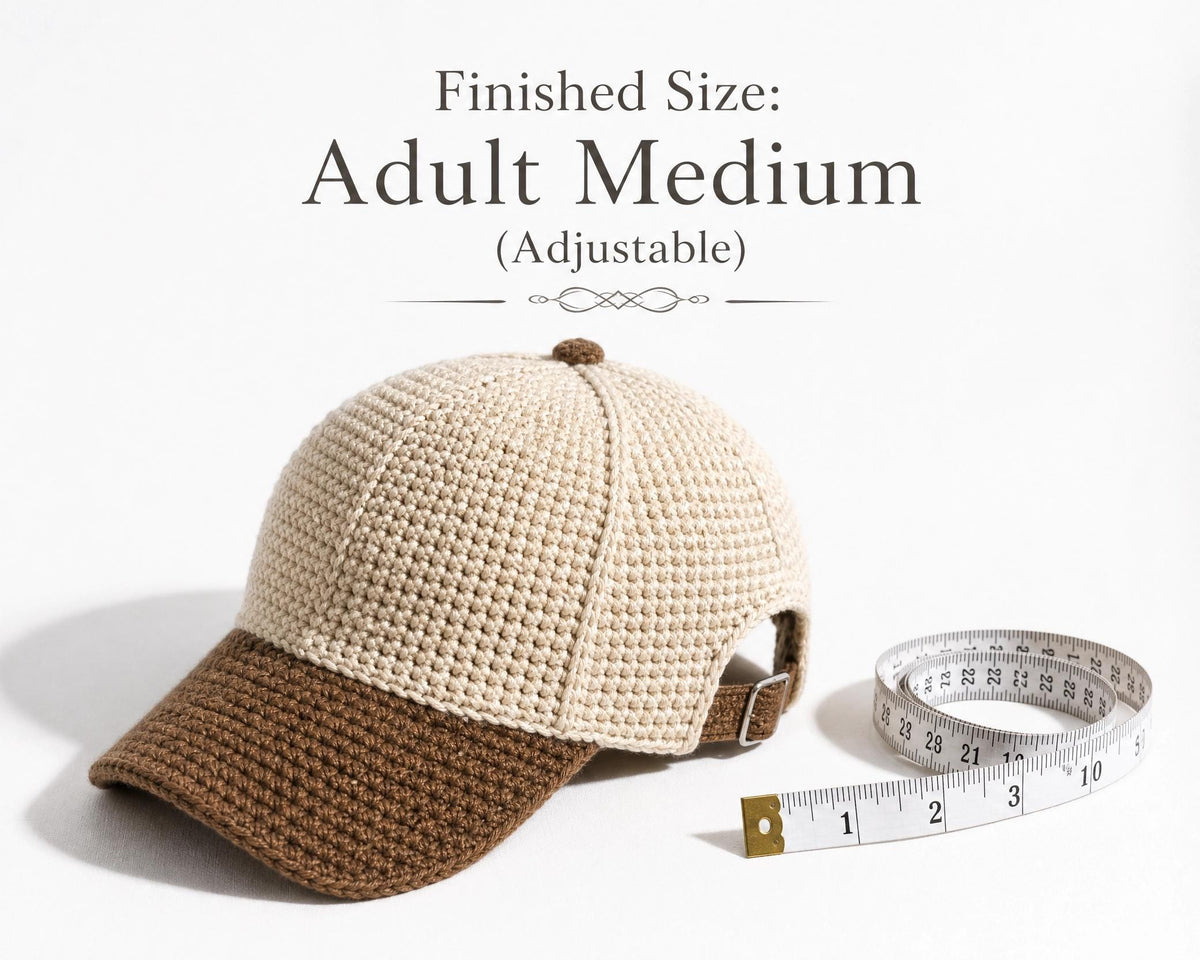 Star Stitch Crochet Baseball Cap Pattern – Textured Adult Hat PDF (Instant Download)