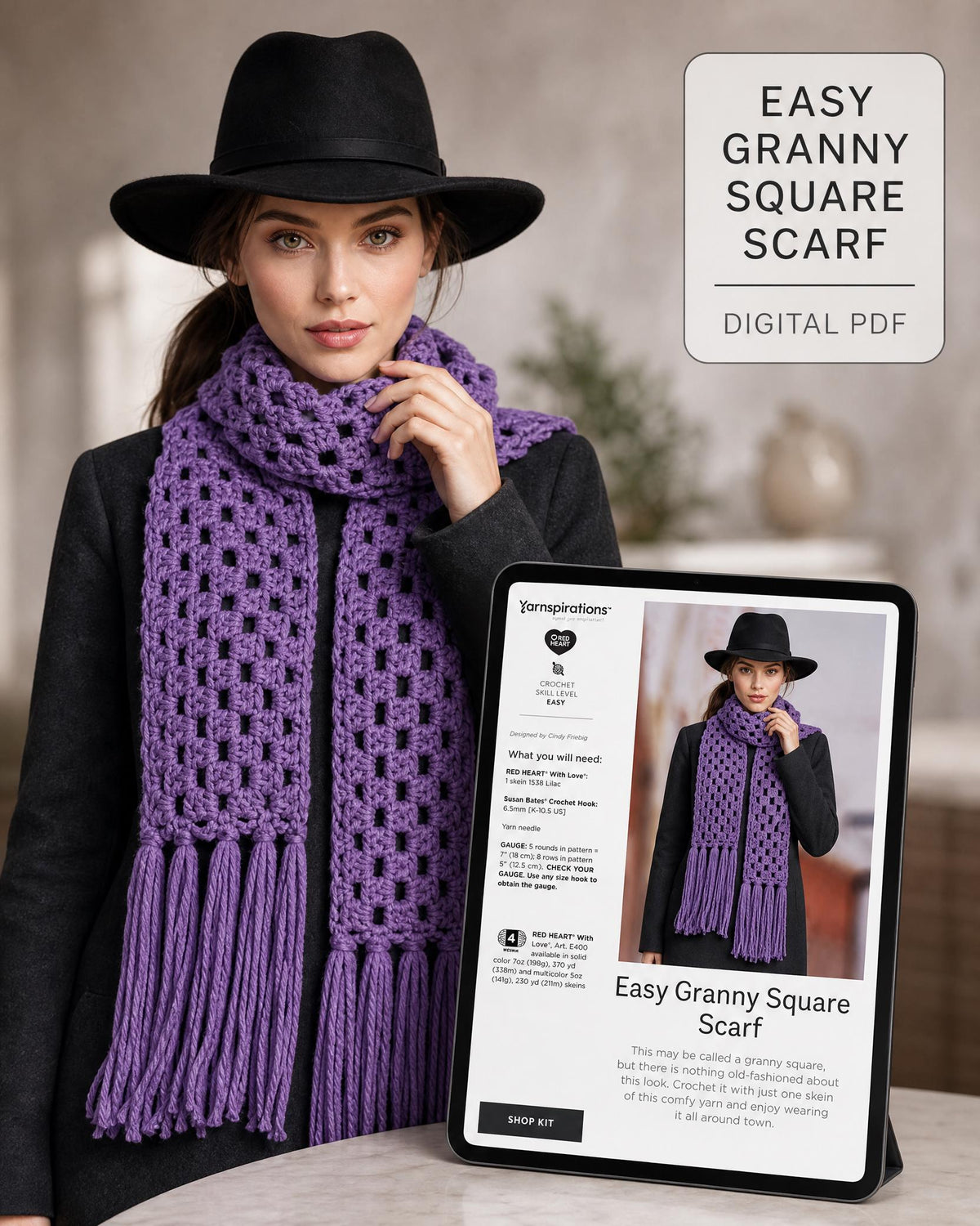 6 Crochet Shawl & Scarf Patterns Bundle, Granny Square Designs (Digital Download)