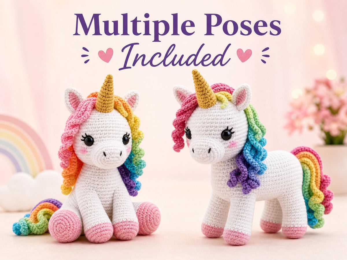 Rainbow Unicorn Keychain Crochet Pattern - Amigurumi PDF - Beginner Friendly DIY Craft - Instant Download