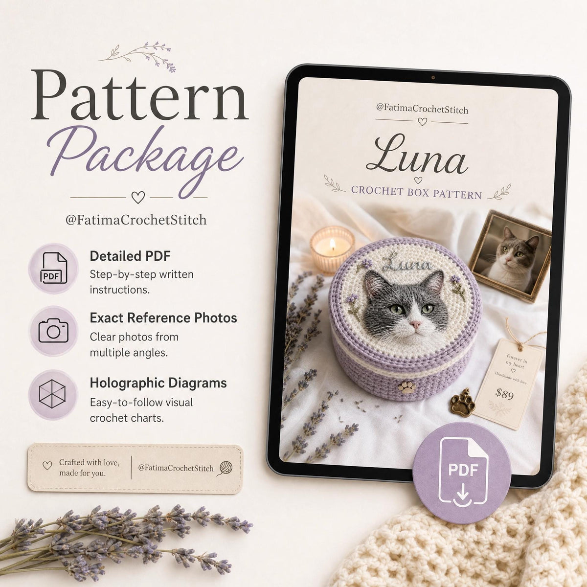 The Keepsake Cat Box Crochet Pattern PDF instant download
