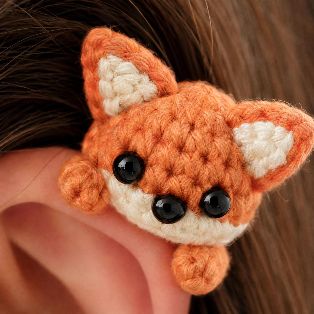Crochet Fox Ear Cuff Pattern | Tiny Amigurumi Fox, Beginner Friendly (PDF Download)
