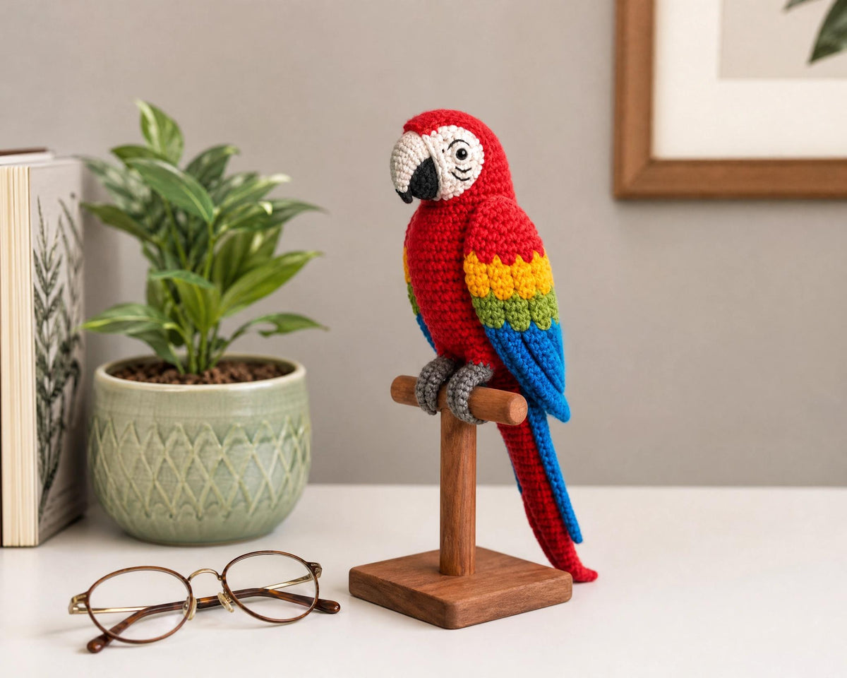 Crochet Parrot Pattern PDF - Amigurumi Bird Toy Intermediate Digital Download Macaw Style