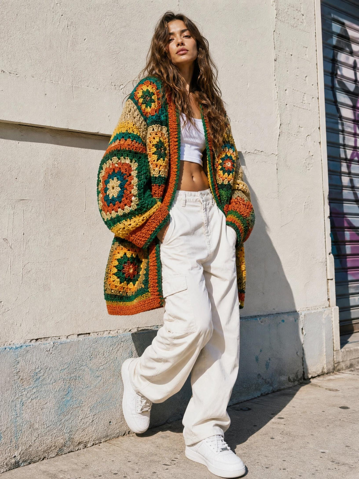 Sunset Fields Granny Square Cardigan Crochet Pattern | Oversized Boho Coat (PDF Download)
