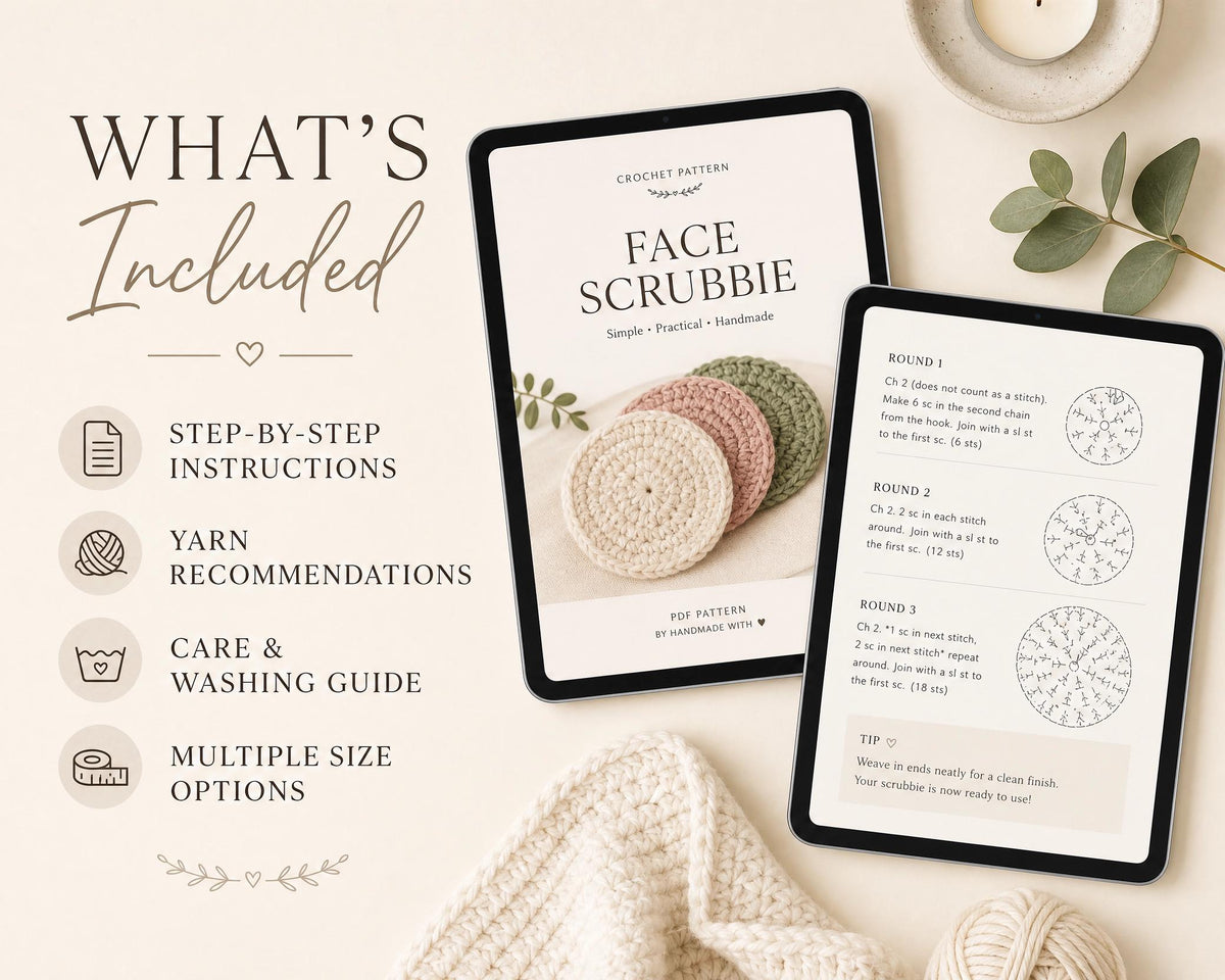 Eco-Friendly Crochet Face Scrubbies Pattern - Reusable Cotton Pads - Beginner PDF - Instant Download