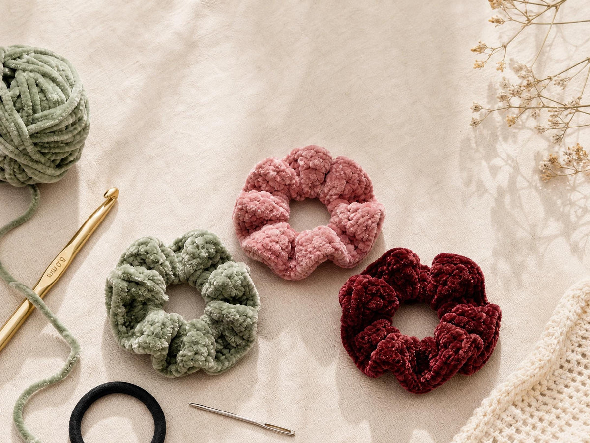Chunky Velvet Crochet Scrunchie Pattern | Beginner Friendly PDF (Digital Download)