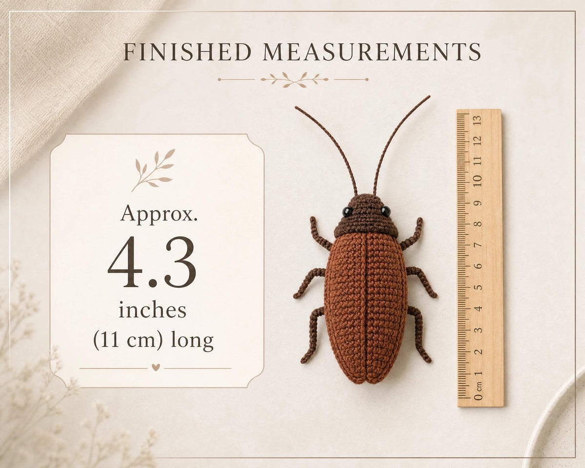 Crochet Cockroach Amigurumi Pattern PDF - Instant Download Realistic Bug Toy