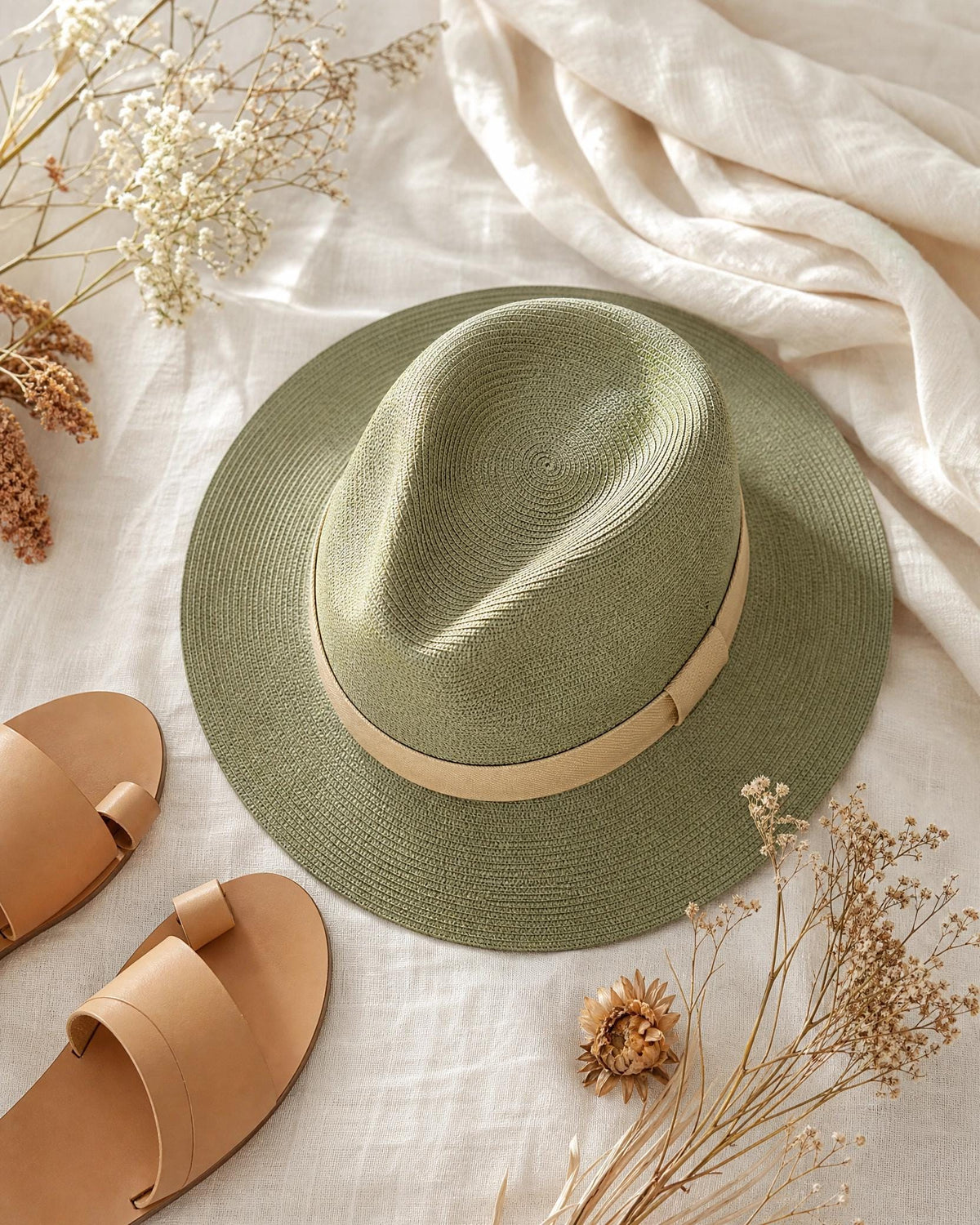 Sage Panama Fedora Crochet Hat Pattern, Structured Wide Brim Sun Hat (PDF Download)