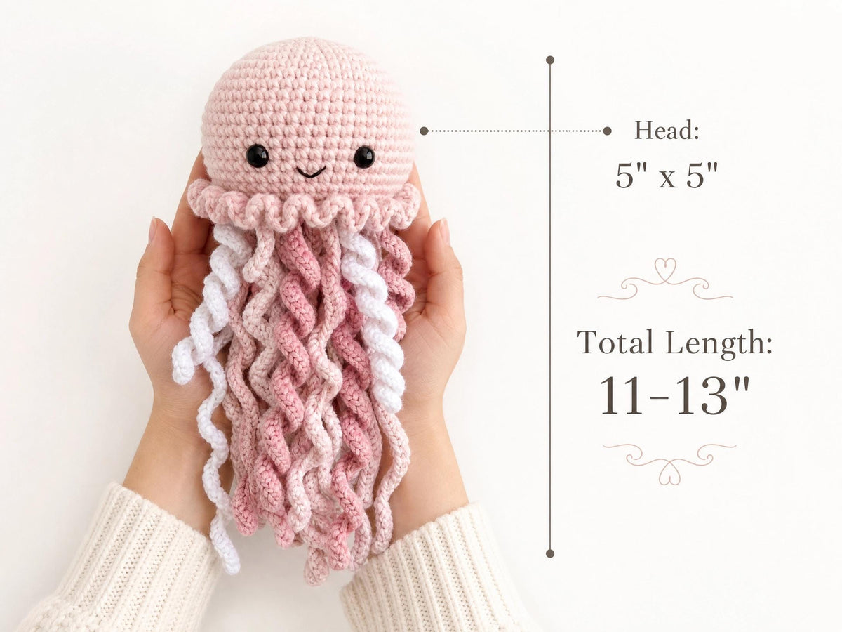 Crochet Jellyfish Pattern | Beginner Amigurumi Plushie, Velvet Yarn Toy (PDF Download)