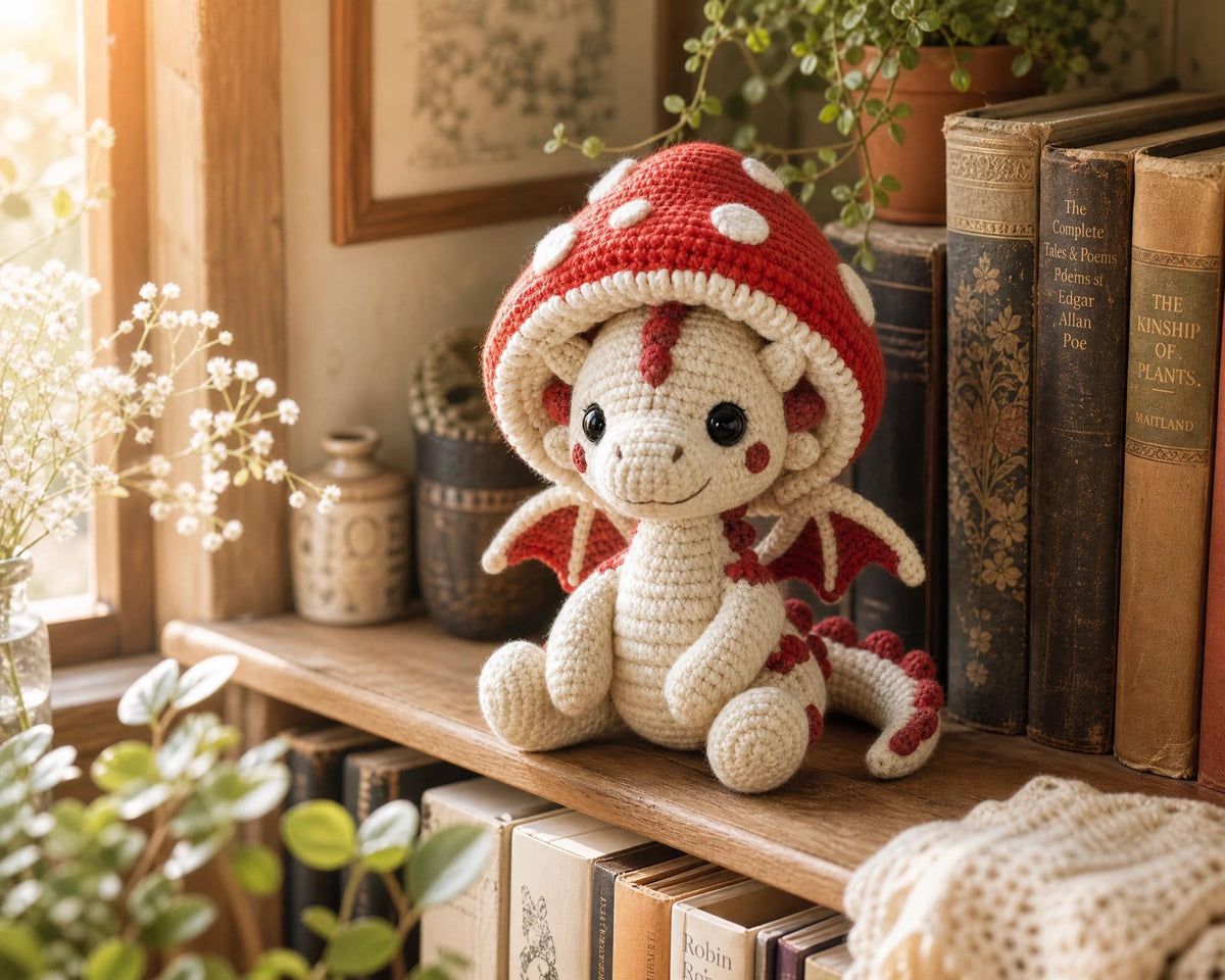 Mushroom Dragon Amigurumi Crochet Pattern US Terms PDF