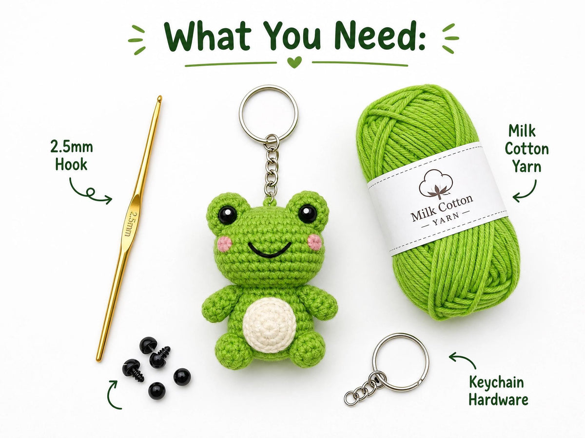 Funny Frog Keychain Crochet Pattern | Amigurumi Googly Eyes (PDF Download)