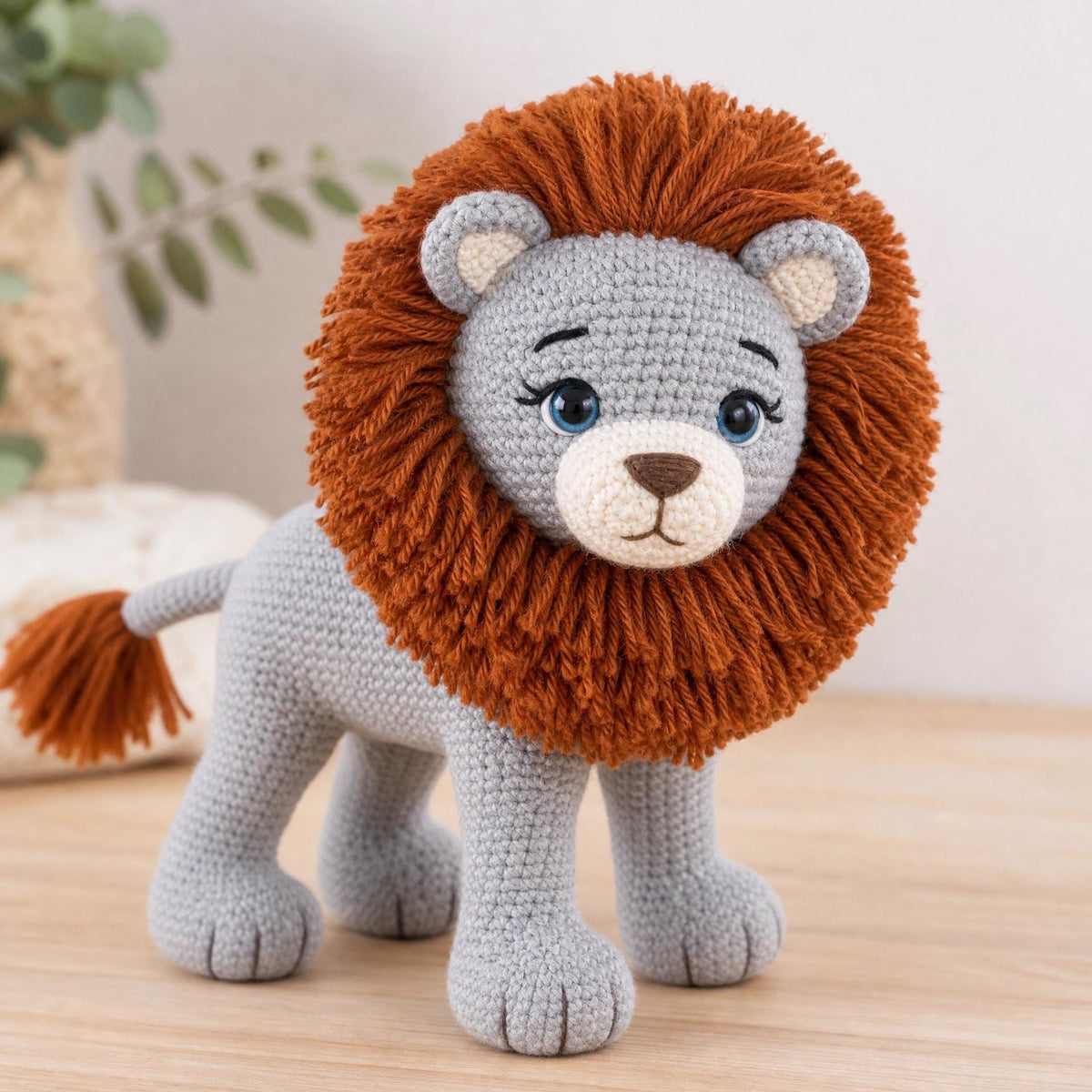 Standing Lion Crochet Pattern, Realistic Amigurumi PDF, Textured Mane, Safari Toy (Digital Download)