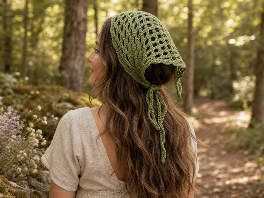 Boho Diamond Mesh Bandana Crochet Pattern | Beginner Friendly | 5 Color Options | Wearable 3 Ways | Instant Download PDF