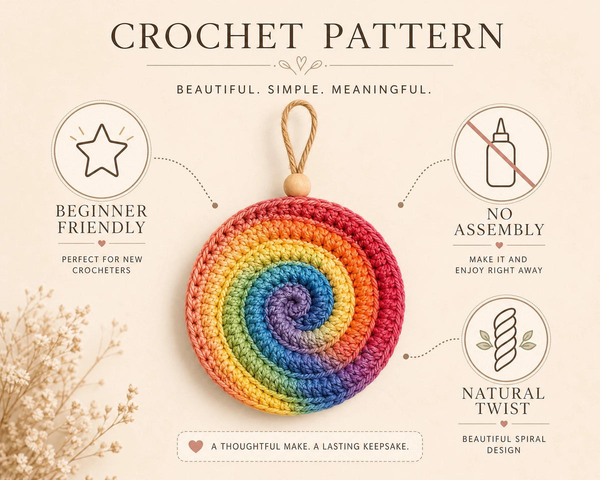 Crochet Pattern Rainbow Wind Spinner, Beginner Friendly Hanging Decor, Instant Download PDF