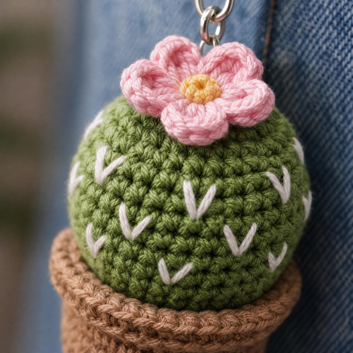 Tiny Cactus Crochet Keychain Pattern | Amigurumi Succulent Bag Charm PDF