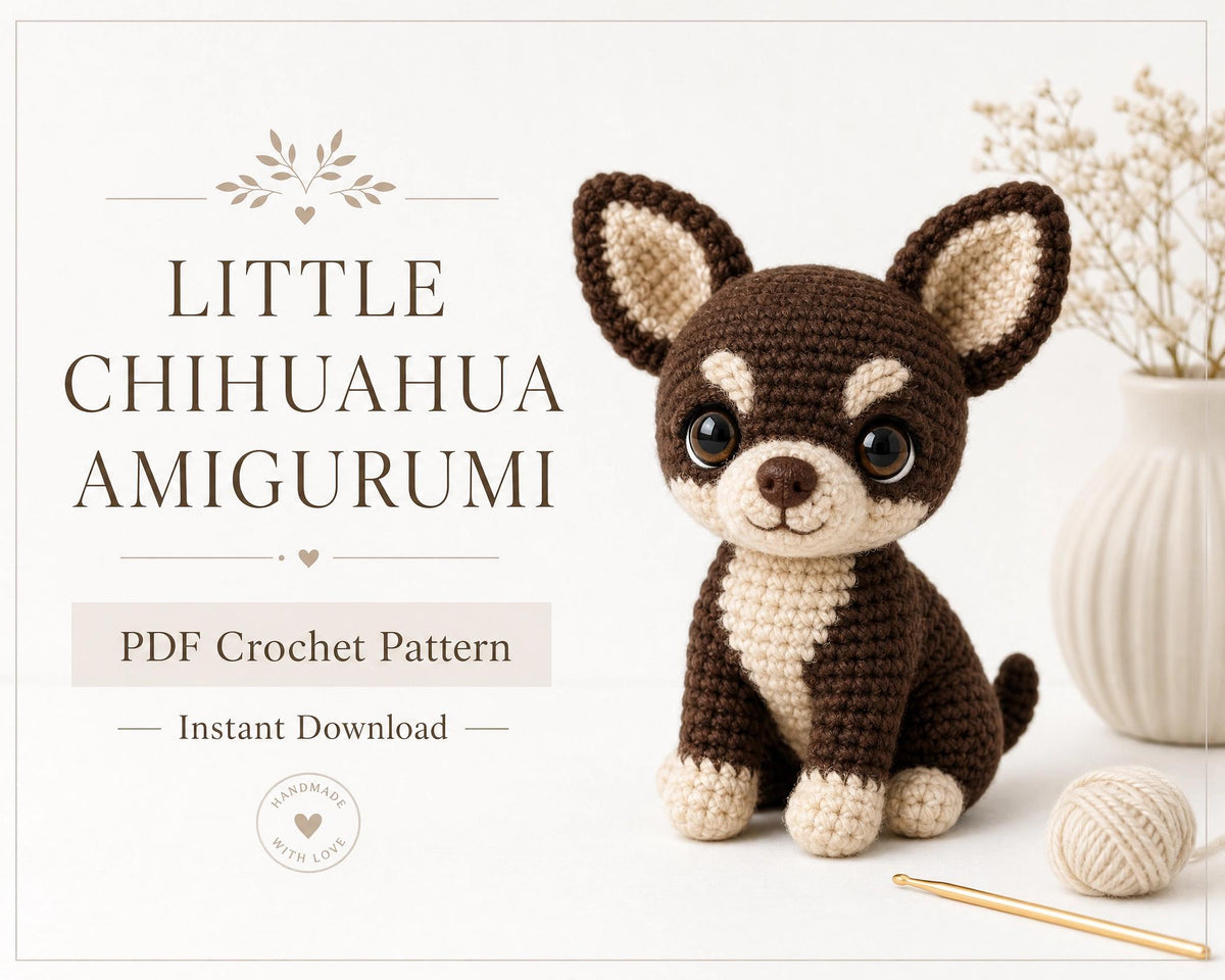 Little Chihuahua Amigurumi Crochet Pattern | Sitting Puppy Plushie PDF (Instant Download)