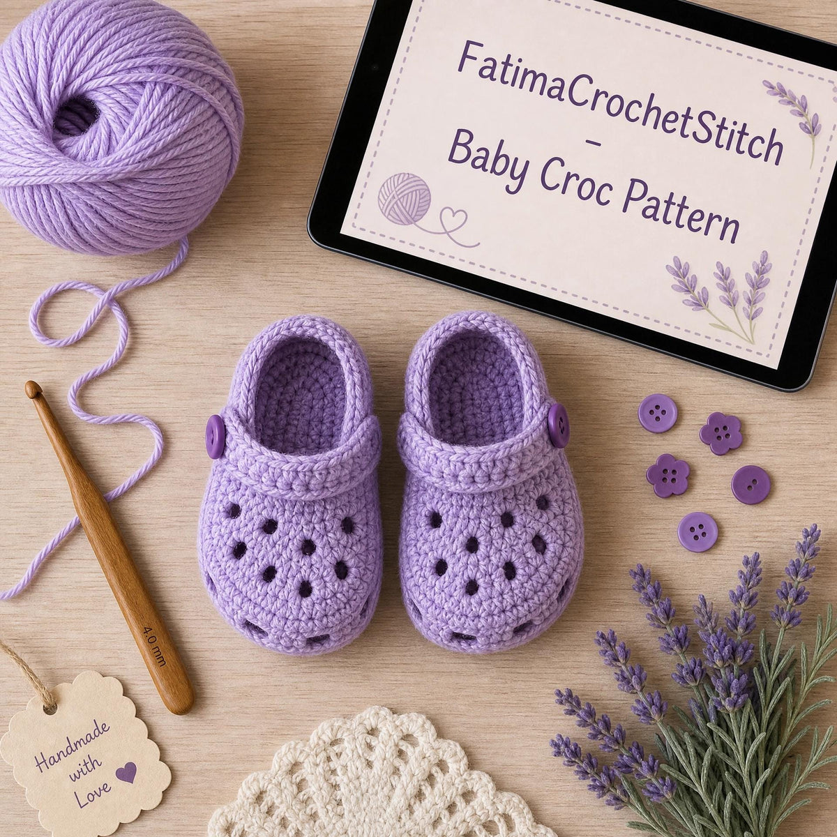 Crochet Baby Shoes Pattern: Croc-Style Clogs, Newborn to 12 Months (PDF Download) + VIDEO