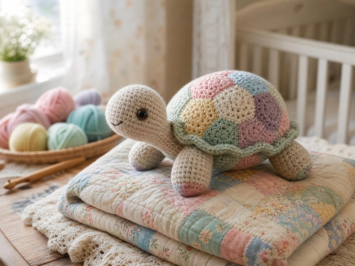 Quilted Patchwork Turtle Crochet Pattern – Amigurumi Plushie Toy (PDF Download)