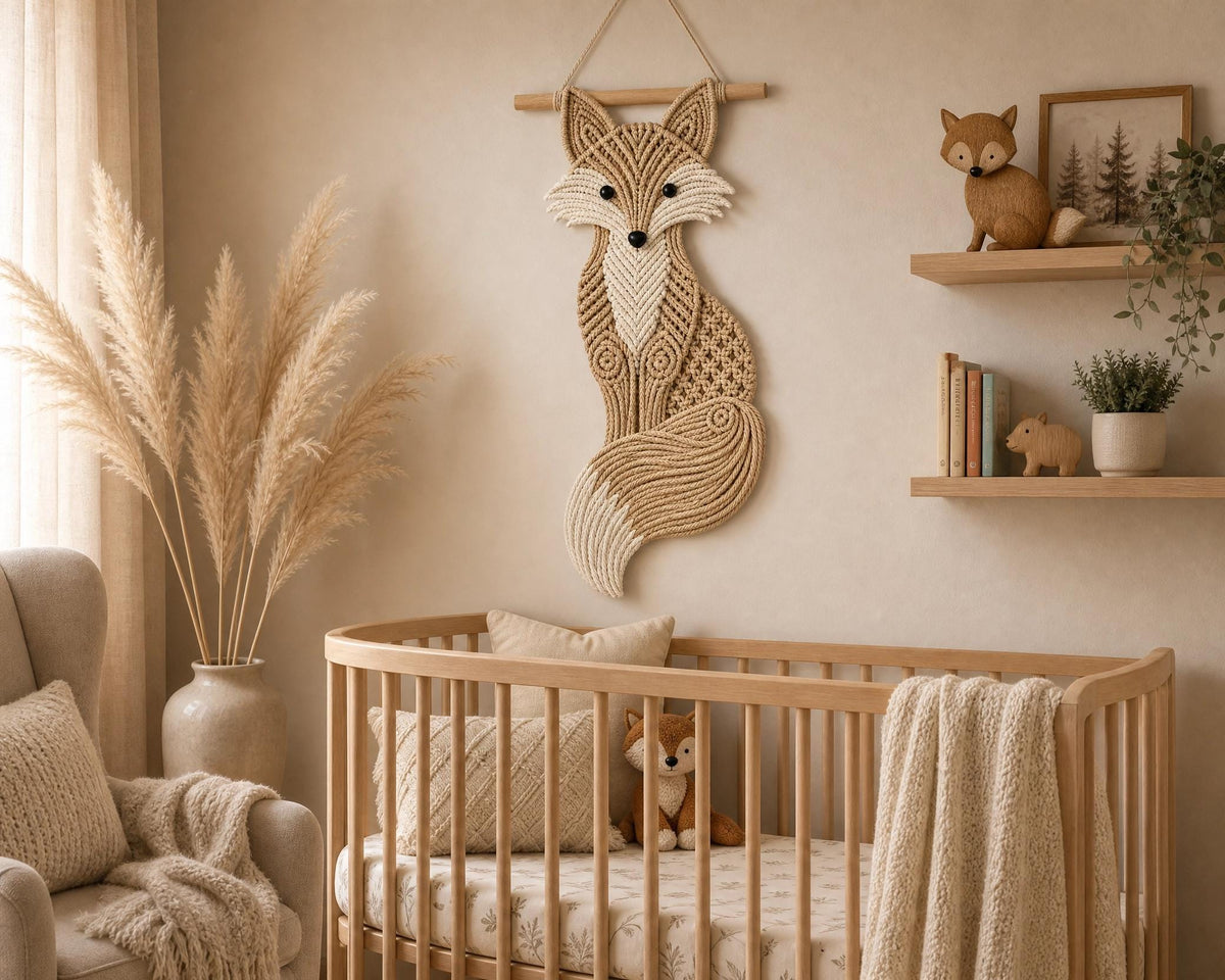 Beginner Macrame Fox Wall Hanging Pattern, Boho Woodland Nursery Decor (PDF Download)