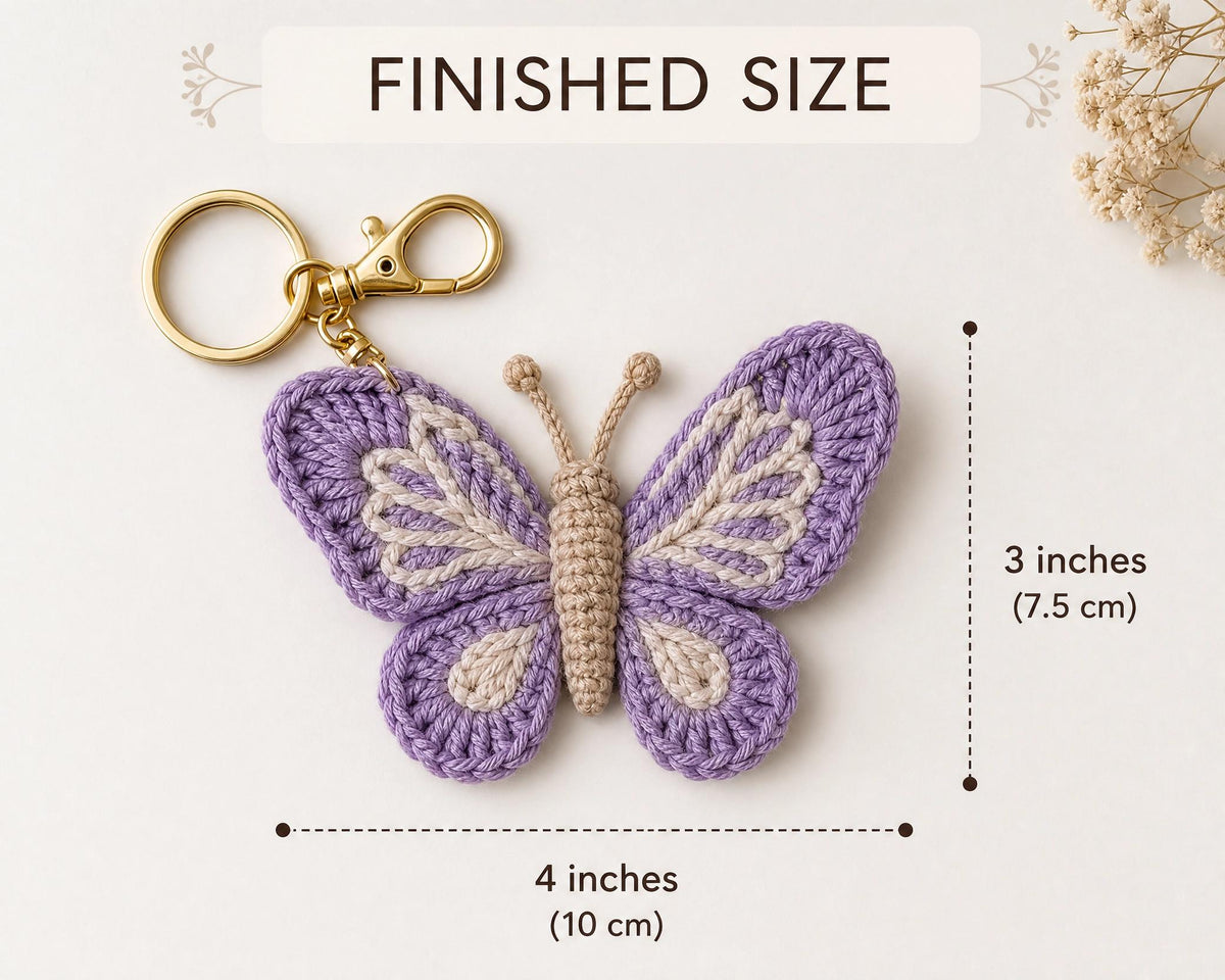 Butterfly Keychain Crochet Pattern PDF,  + VIDEO , Amigurumi Butterfly, Beginner Friendly, Bag Charm, Instant Download