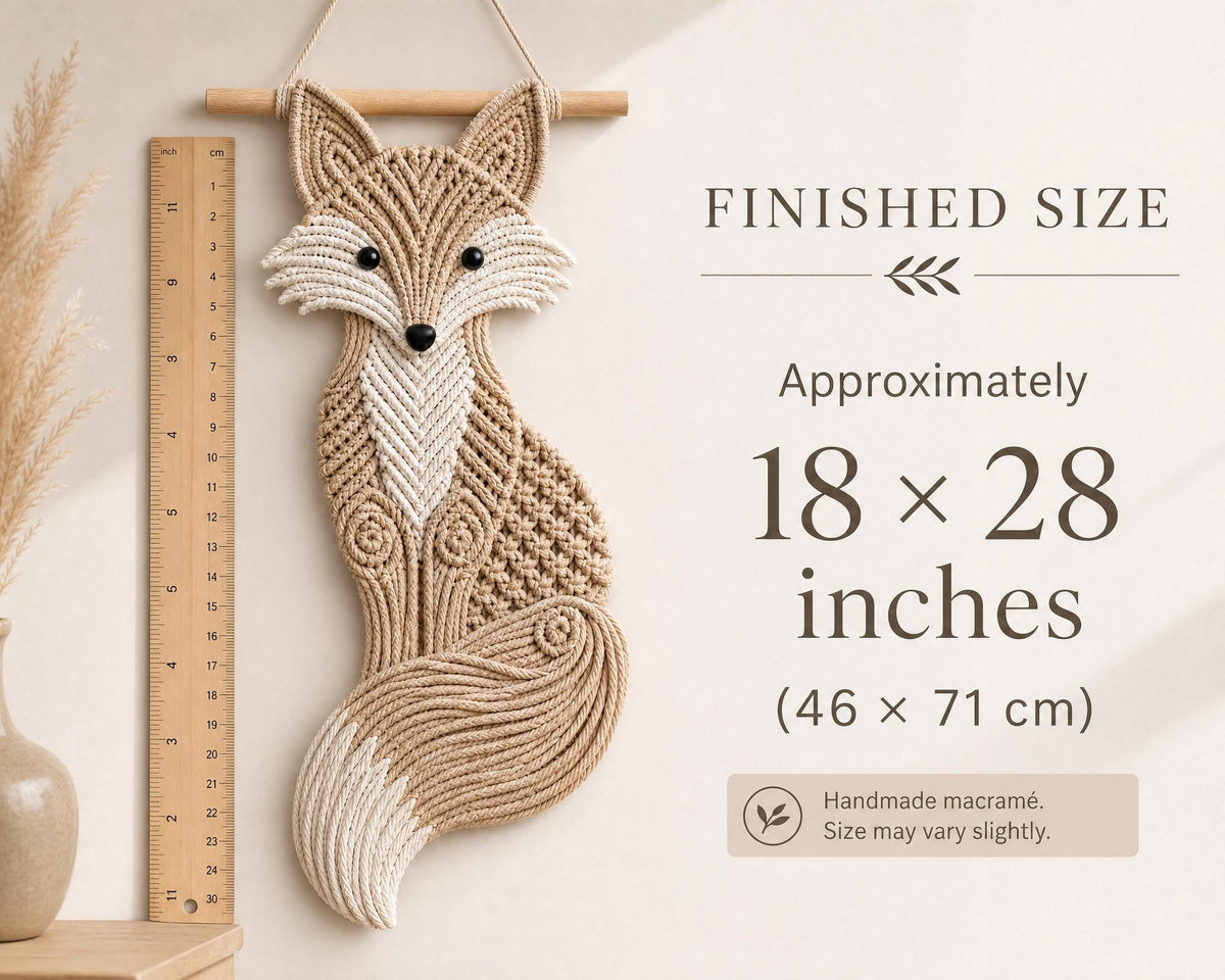 Beginner Macrame Fox Wall Hanging Pattern, Boho Woodland Nursery Decor (PDF Download)