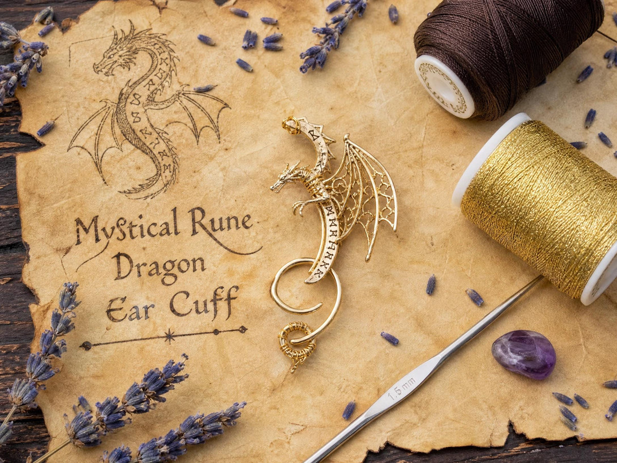 Crochet Dragon Ear Cuff Pattern | Fantasy Amigurumi Jewelry Tutorial (PDF Download)