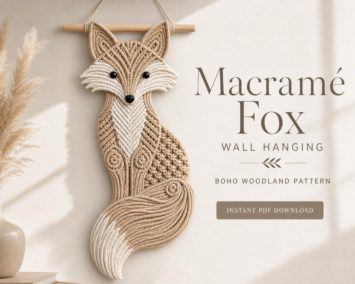 Beginner Macrame Fox Wall Hanging Pattern, Boho Woodland Nursery Decor (PDF Download)