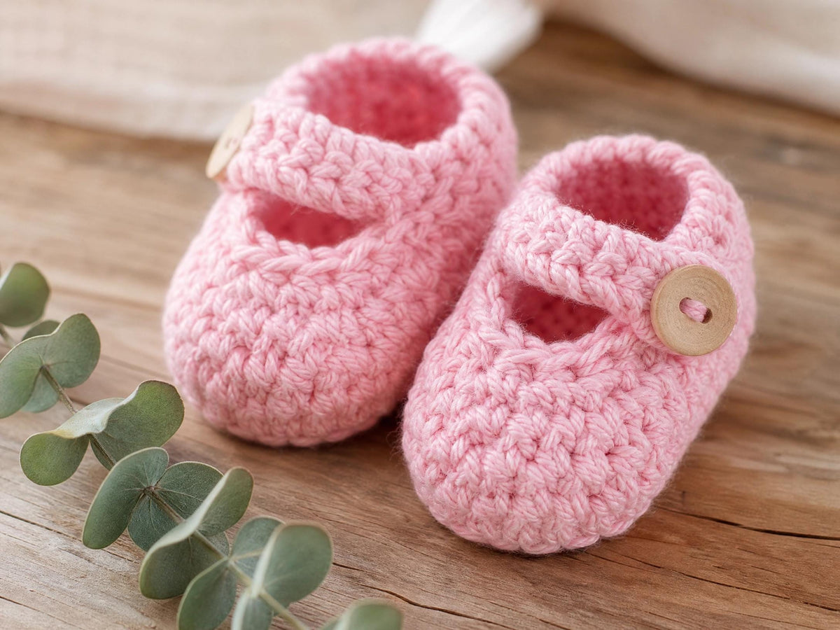 Easy Crochet Mary Jane Baby Booties Pattern – Beginner Friendly PDF (Instant Download)