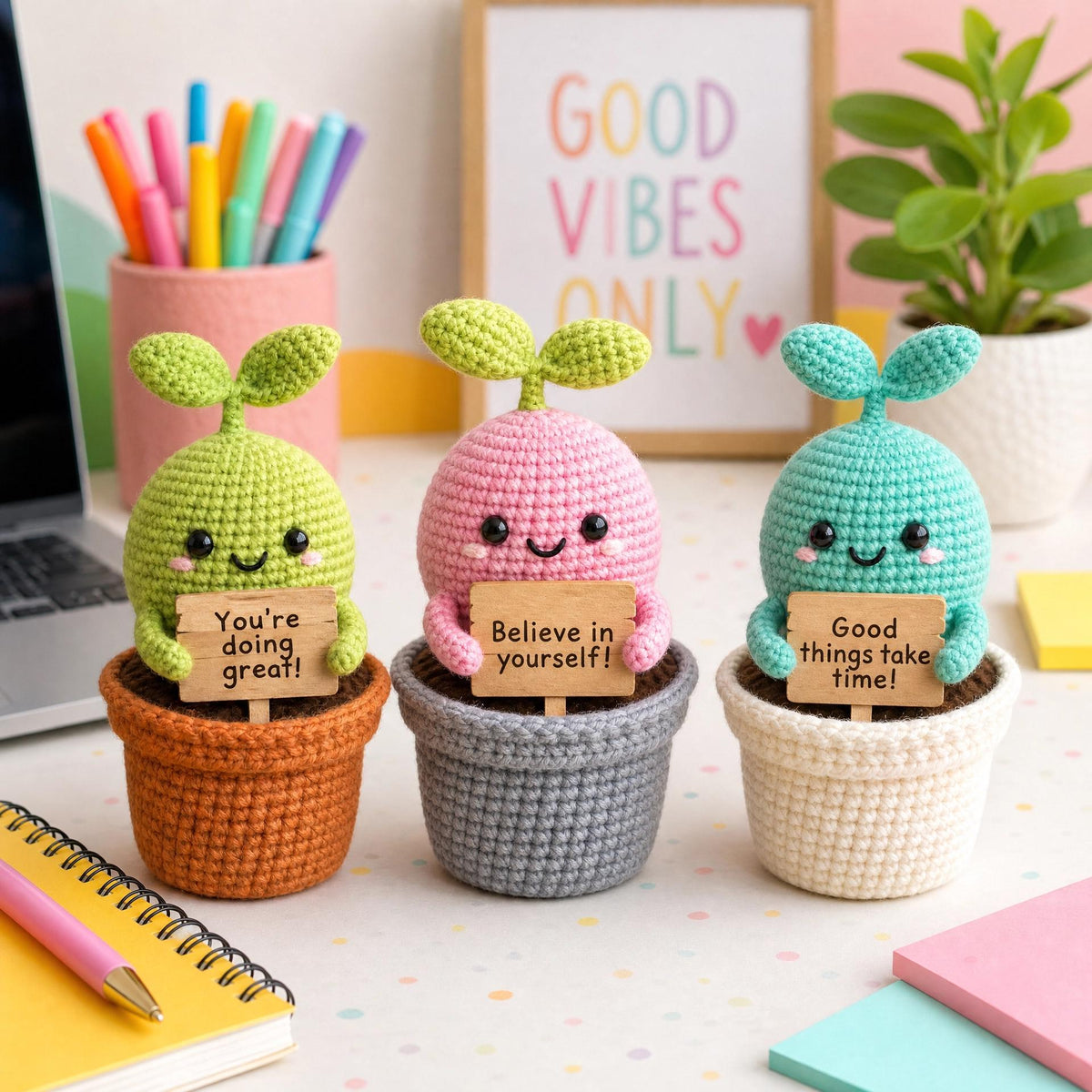 The Positive Sprout - Beginner-Friendly Amigurumi Crochet Pattern (PDF)