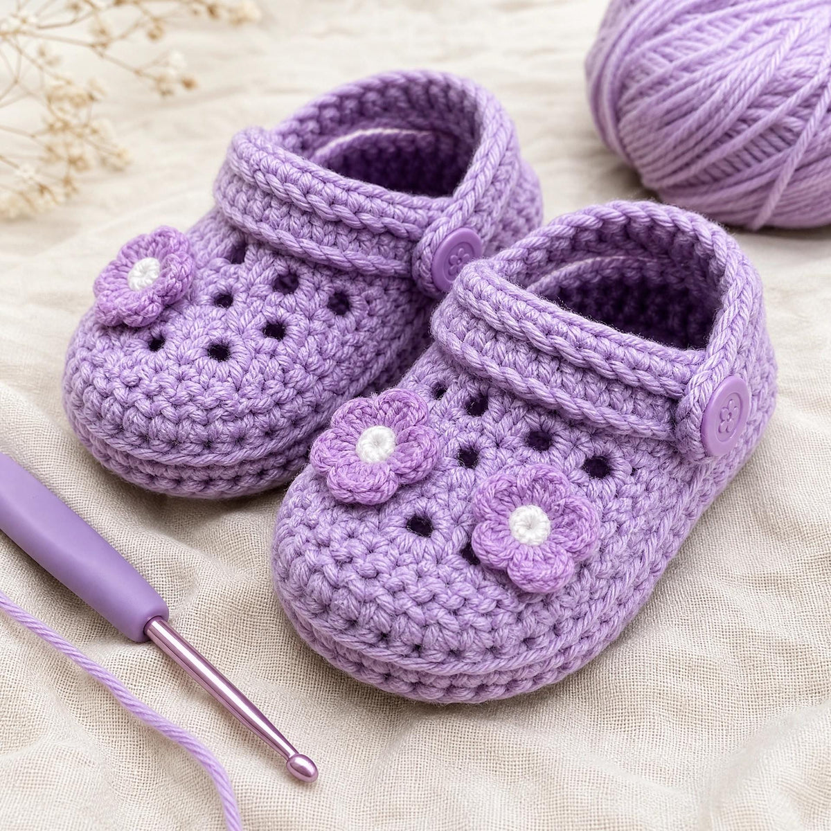 Crochet Baby Shoes Pattern: Croc-Style Clogs, Newborn to 12 Months (PDF Download) + VIDEO