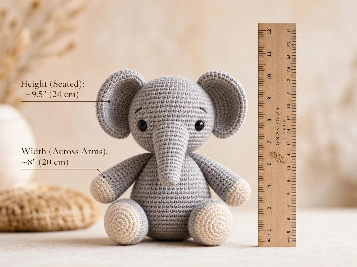 Sitting Elephant Crochet Pattern | Amigurumi Plush Tutorial (PDF Download)
