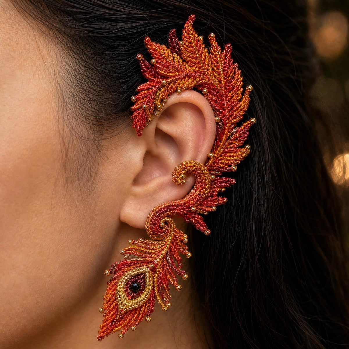 Phoenix Feather Ear Cuff Crochet Pattern | Micro Crochet Jewelry Tutorial (PDF Download)