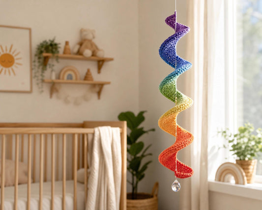 Crochet Pattern Rainbow Wind Spinner, Beginner Friendly Hanging Decor, Instant Download PDF
