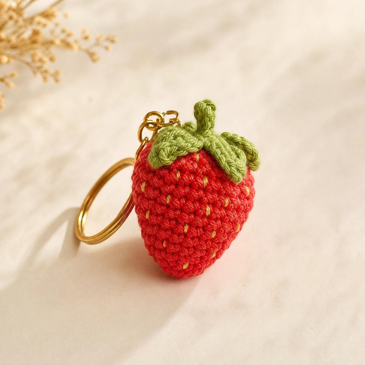 Strawberry Keychain Crochet Pattern, Beginner Digital PDF Tutorial