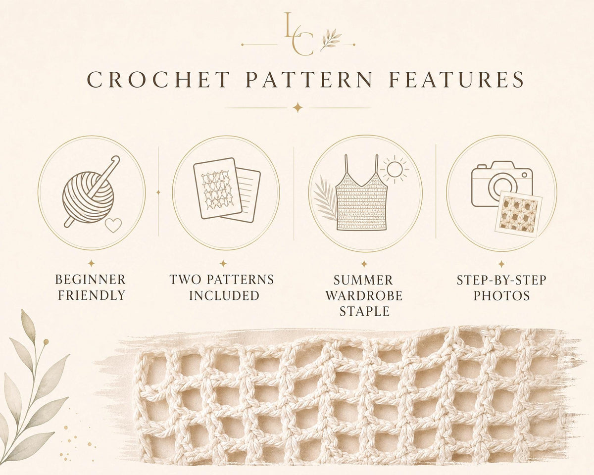 Coastal Crochet Set Pattern | Mesh V-Neck Top & Market Tote Bag PDF | Summer Beachwear Digital Download