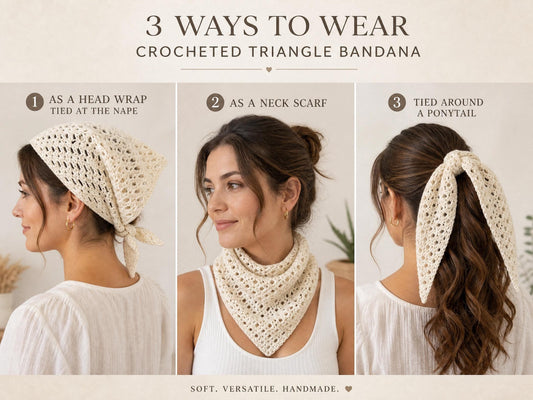 Wanderlust V-Stitch Triangle Bandana Crochet Pattern | Beginner Head Scarf (PDF Download)