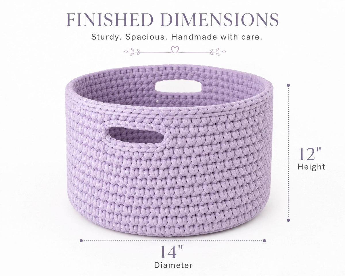 Lavender Crochet Rope Basket Pattern | Sturdy Nursery Storage (PDF Download)