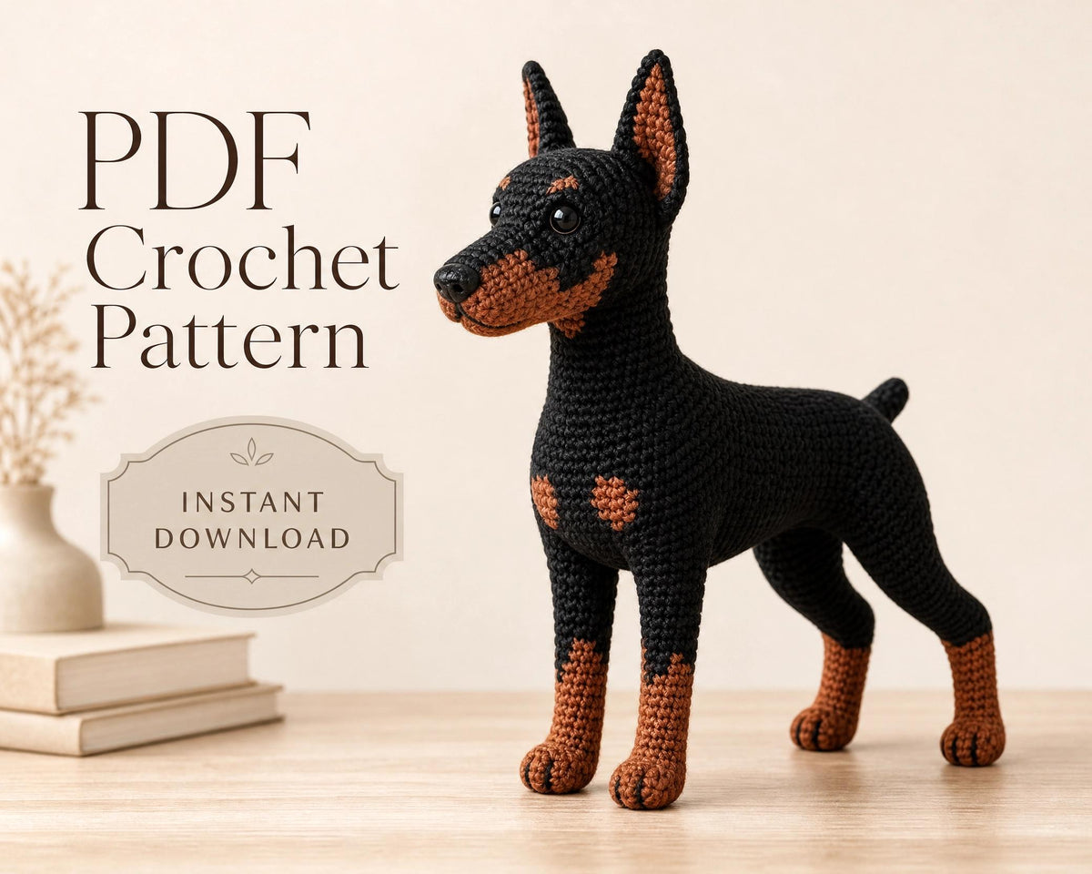 Crochet Doberman Pinscher Amigurumi Pattern | Realistic Dog PDF (Instant Download)