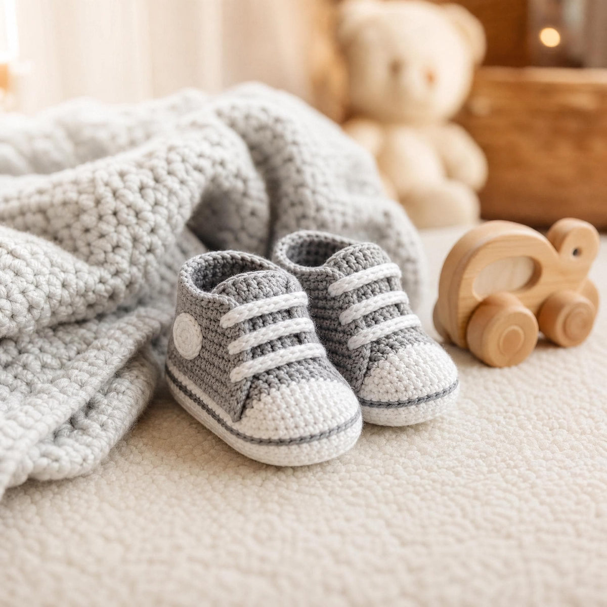 Little Trotters Sneaker Booties Crochet Pattern – Baby Tennis Shoe Style (Digital Download) EN , NL , IT + Video