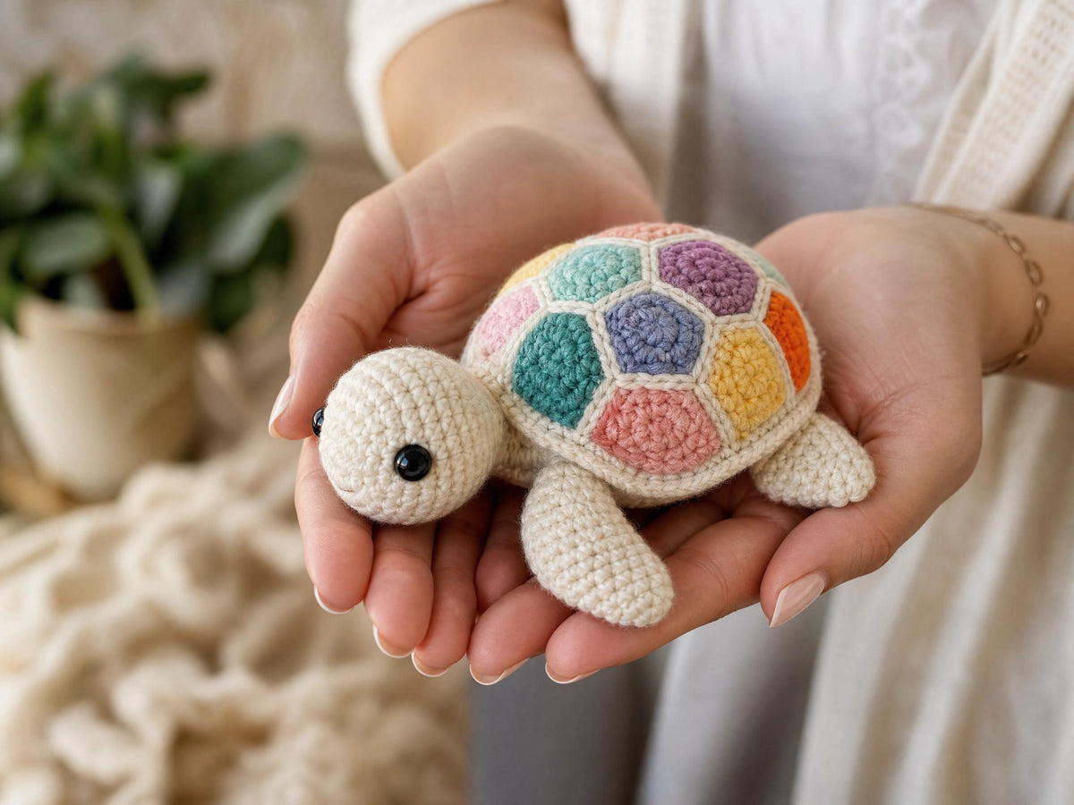 Quilted Patchwork Turtle Crochet Pattern – Amigurumi Plushie Toy (PDF Download)