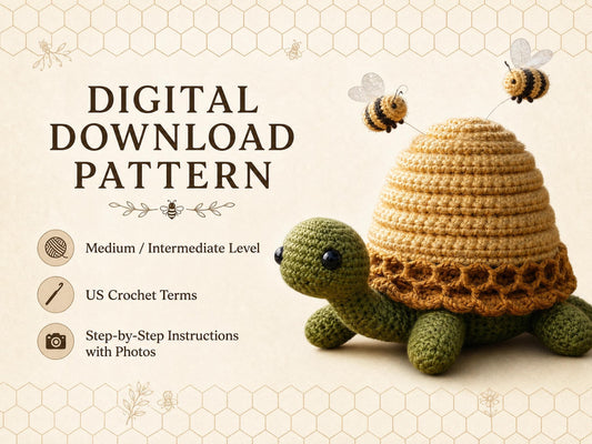 Beehive Cottage Turtle Crochet Pattern - Amigurumi Beehive PDF - Cottagecore Decor DIY - Intermediate Digital Download