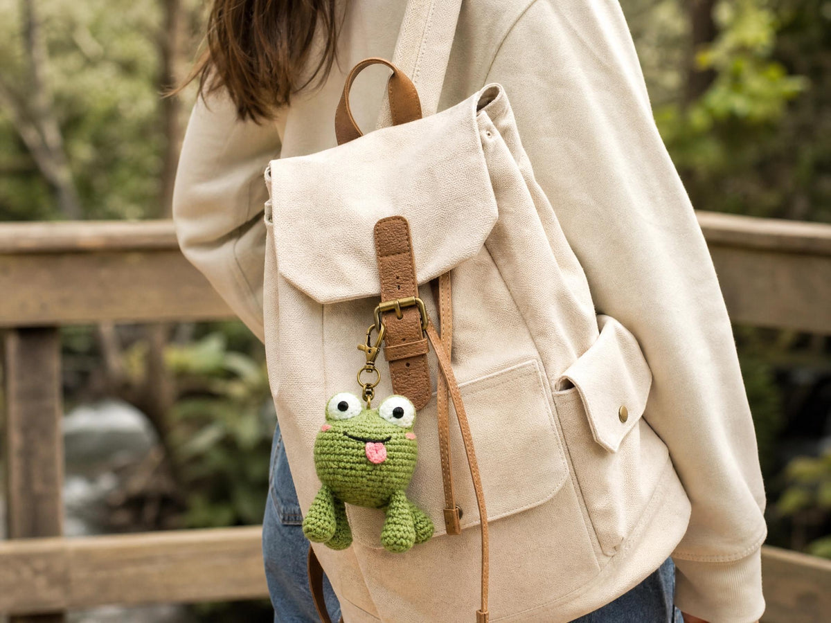 Funny Frog Keychain Crochet Pattern | Amigurumi Googly Eyes (PDF Download)