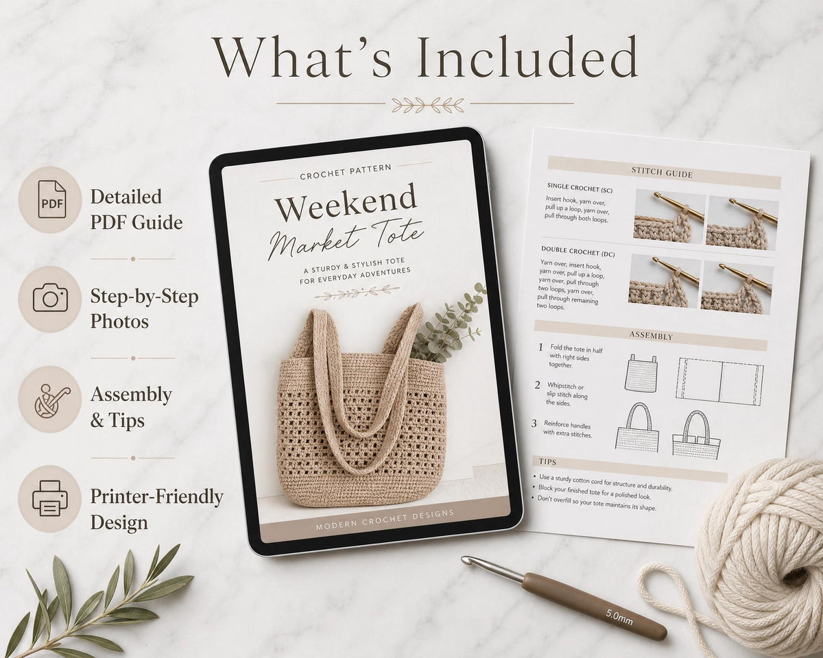 Weekend Market Tote Crochet Pattern, Ribbed Texture Bag PDF, Sustainable Shopper, Intermediate